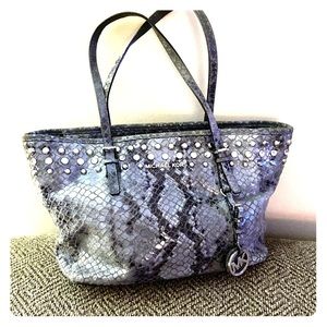 Authentic MK, blue, Snake skin, med tote,